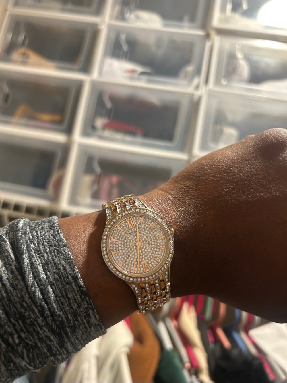 Bulova Gold Diamond Crystal Pavé Women's Bracelet Watch